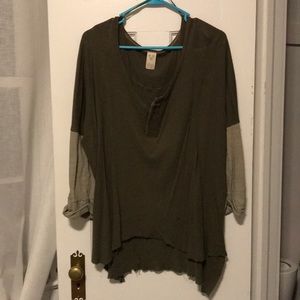 Free People Olive/Beige top